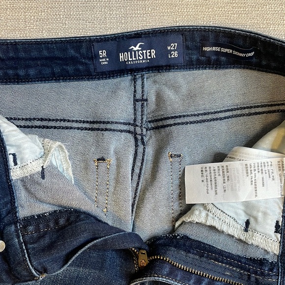 NEW Hollister High-Rise Super Skinny Crop Jeans Dark Destroy - Picture 7 of 10